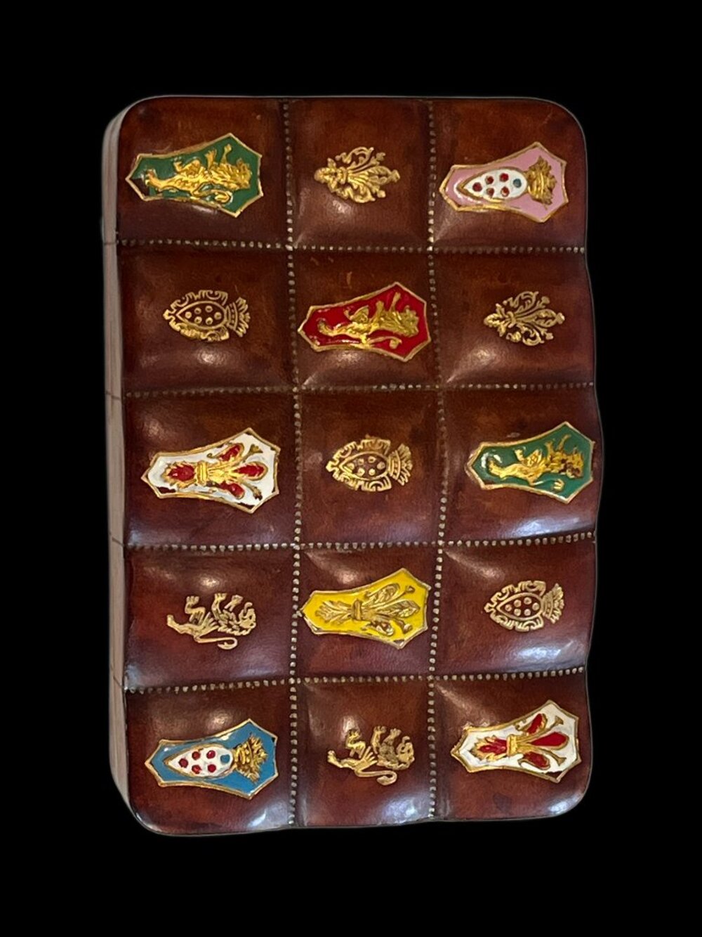 Authentic Vintage 1950s Italian Leather Quilted Jewelry Box